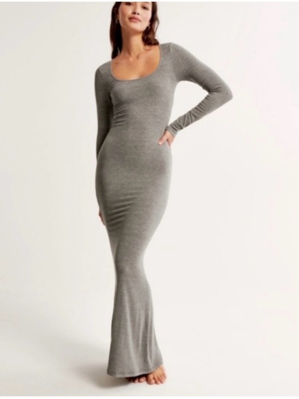 NWT Long Sleeve Maxi Dress in Gray, Size M.